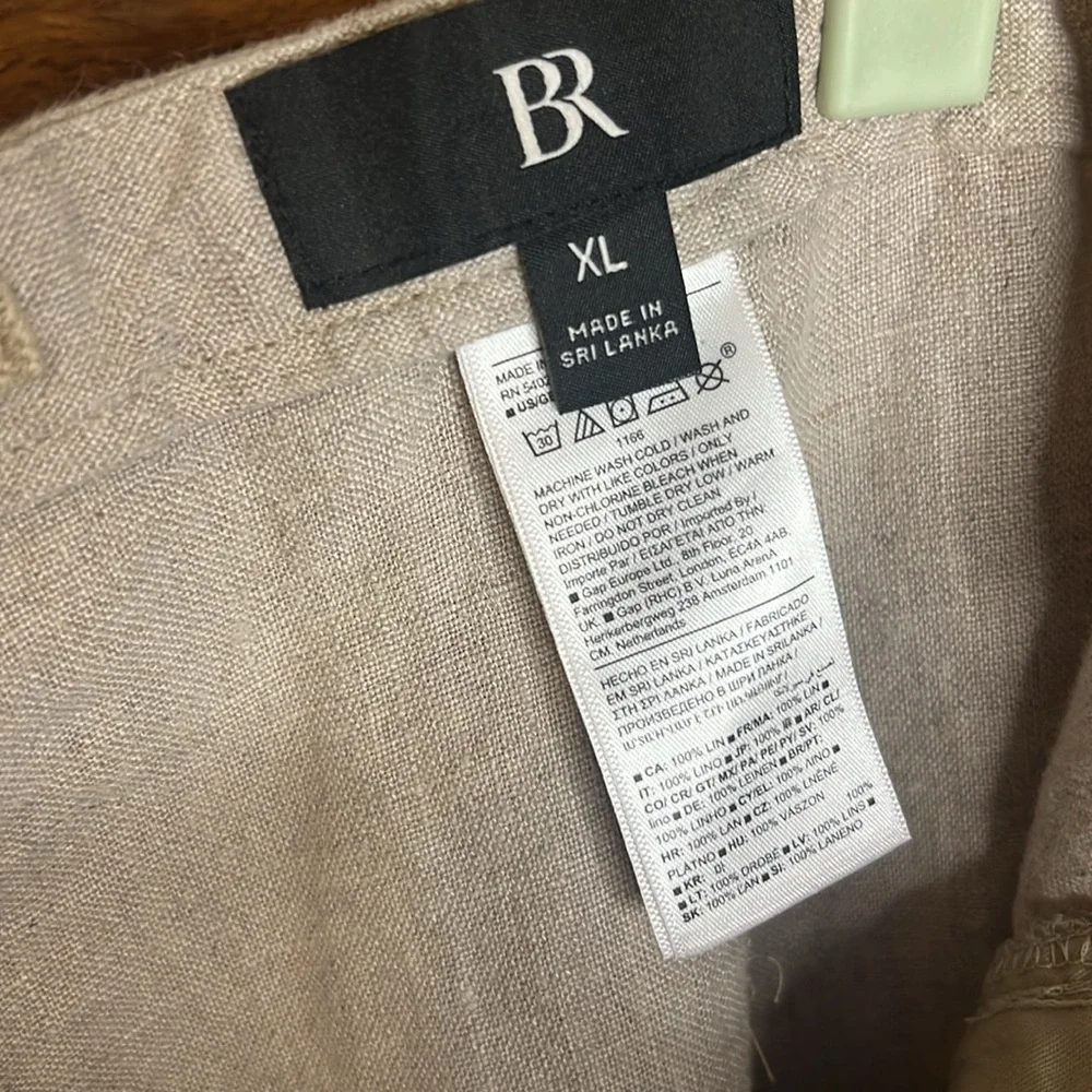 Banana Republic Castello Linen Beach Pant Drawstring Button Pocket Khaki XL